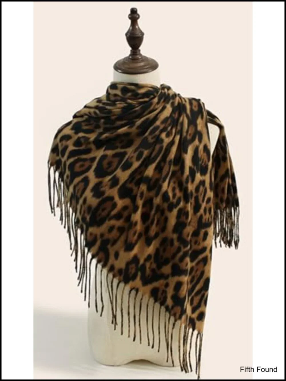 Leopard Print Fringe Blanket Scarf Soft Warm Wrap Shawl Women